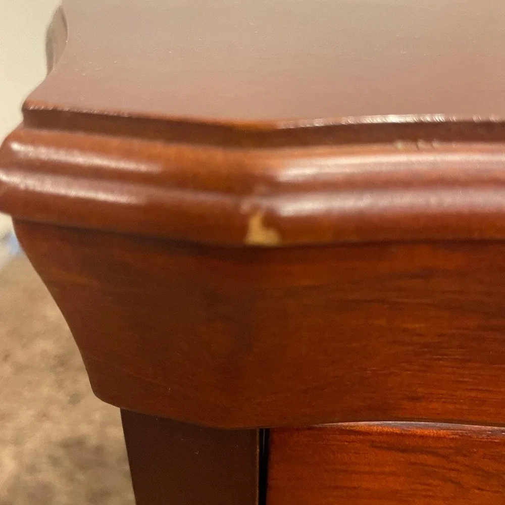 Vintage Wooden‎ Jewelry Armoire Tabletop Chest 4 Drawer Cherry Finish  READ
